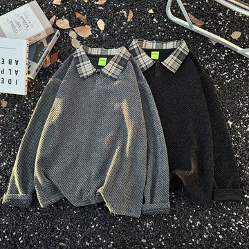 秋冬新款美式復古慵懶針織衫男休閒高智感百搭上衣男