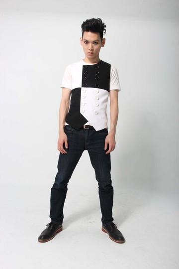 Sevenfold 16扣黑白色塊背心 16 Buckle Black&White Vest