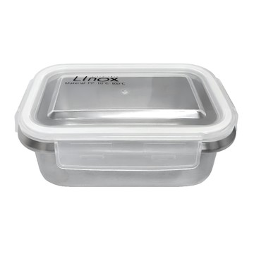 LInox 廚之坊 日式防溢保鮮盒 18/8 #304不鏽鋼主體 食品級PP上蓋 無毒矽膠密封圈  1個
