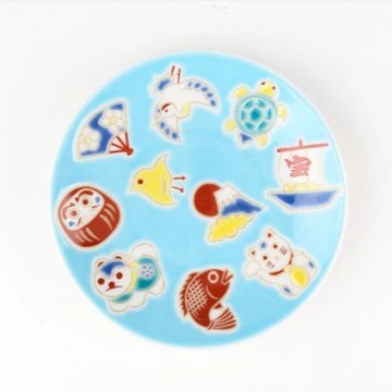 日本製 九谷燒 緣起小皿-富士山 青郊窯 豆皿 點心盤 飾盤 禮物【南風百貨】