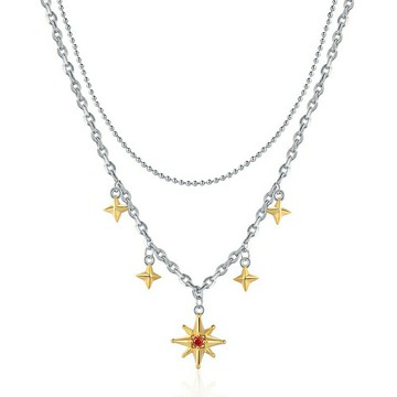 現貨+預購 925純銀項鍊星星吊墜-雙層流蘇鋯石鎖骨鏈女飾品74iu54【獨家進口】【米蘭精品】