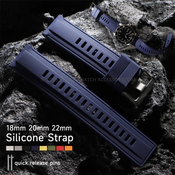 快速釋放矽膠錶帶 18 毫米 20 毫米 22 毫米透氣防水運動橡膠錶帶適用於智能手錶替換手鍊男士女士腕帶