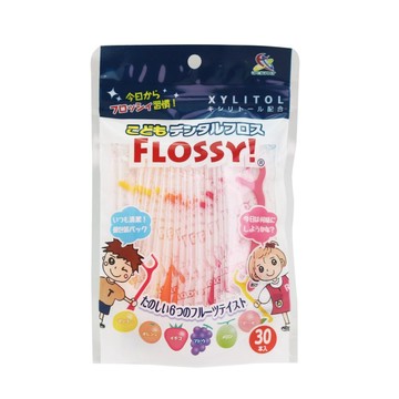 【牙齒寶寶】日本進口 FLOSSY XYLITOL木醣醇 水果口味 兒童專用牙線棒 30入(單支包)