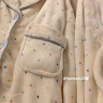 可愛睡衣女秋冬季新款珊瑚絨加厚加絨法蘭絨小圓點保暖日系家居服