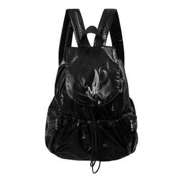 韓國 MUCENT SWAN GLOSSY BACK PACK 亮面抽繩後背包 黑色 BLACK
