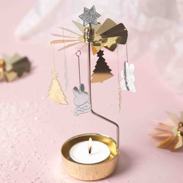 聖誕禮物推薦/聖誕米菲兔旋轉燭座(附蠟燭)