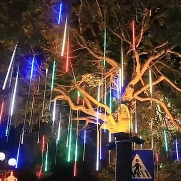 太陽能流星雨led燈七彩燈串燈滿天星戶外防水亮化掛樹上裝飾樹燈