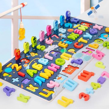 幼兒童對數板數字俄文形狀配對板色彩認知釣魚多功能啟蒙早教益智