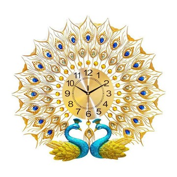 掛鐘/壁鐘 喜多多 掛鐘 時鐘 壁鐘 客廳鐘 玄關裝飾鐘 立體孔雀藝術掛鐘（靜音機芯 大尺寸立體浮雕 雙色可選）