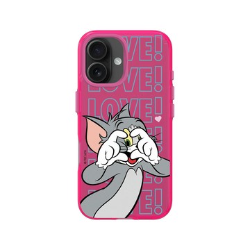 iPhone 16 Clear 粉漾桃 - 湯姆貓與傑利鼠 Tom and Jerry - 湯姆貓愛心
