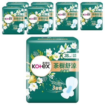 Kotex 靠得住 小蒼蘭茶樹舒涼棉  28cm  9片  7包