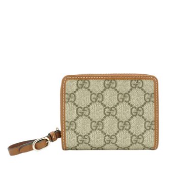 Gucci 古馳 GG Emblem Zip Mini 字花帆布ㄇ字短夾(319131-卡其)