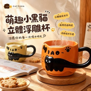 Elegant🐱可愛浮雕小貓馬克杯 貓貓疊疊杯 浮雕小貓喝水杯 高顏值水杯 情侶喝水杯 陶瓷水杯 辦公室咖啡杯伴手禮
