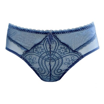 SWEAR 思薇爾 香緹女伶 系列 M-3XL 蕾絲 中腰 三角 女 內褲 (皇室藍)