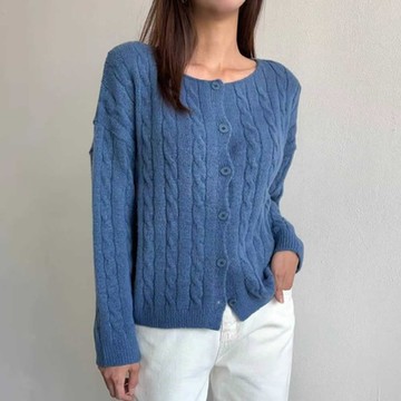 正韓毛衣罩衫 圓領麻花毛衣外套BBO1031-創翊韓都