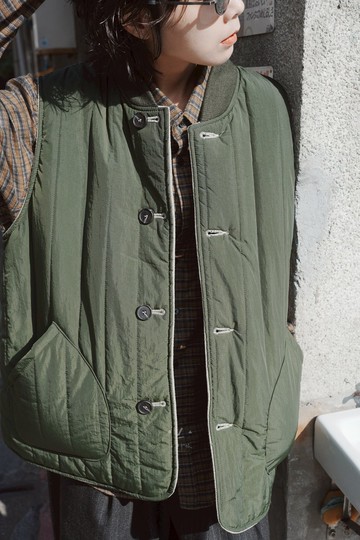 草間雙面穿直紋立領背心