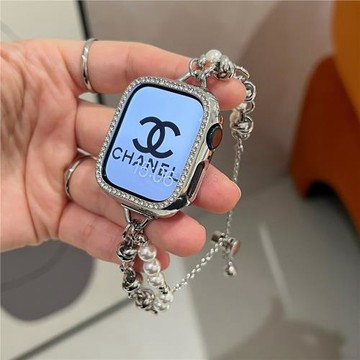 細小香風珍珠金屬表鏈適用蘋果手表帶Apple watchS10SE2765小眾女