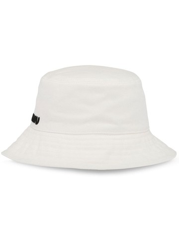 Miu Miu - logo-embroidered bucket hat - women - Fabric - L - White