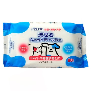 Clean One 日本製 可沖馬桶濕紙巾  80片  2包
