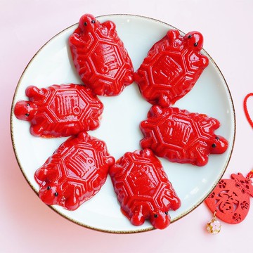 美姬饅頭 福壽安康造型紅龜粿 一盒6入