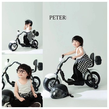 免運 可開票 新款兒童攝影簡約INS風黑白風格單車主題影樓拍攝服裝道具S