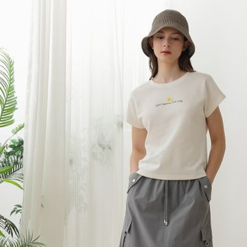【CUMAR】星星印花優雅簡約連袖上衣 白 淺灰 深灰(魅力商品)