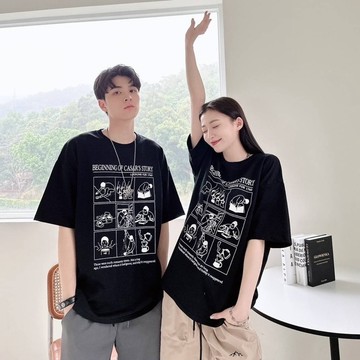 【PAGANS STORE】韓國 九宮格 手繪 插畫 英文 標語 簡約 短袖 短Tee (3 color)