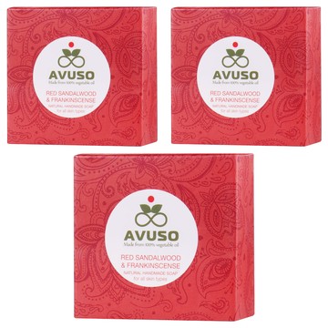 AVUSO 行道者 紅檀香乳香手工皂 100%天然植物油 適用於所有膚質  125g  3盒