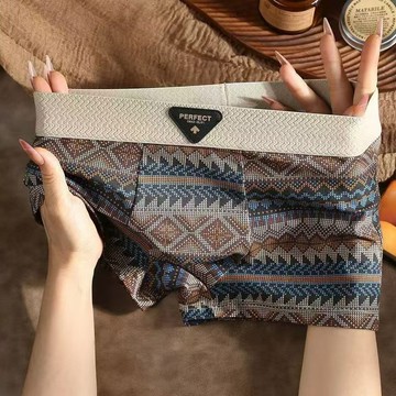 【台灣出貨！免運】男士內褲 美式復古民族風四角褲 抑菌透氣舒適平角褲 男生運動內褲