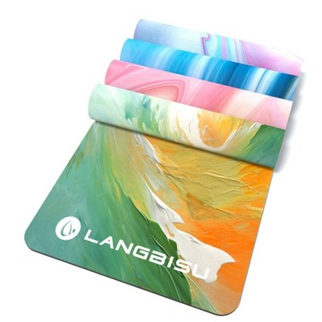 瑜伽墊防貓抓麂皮絨印花家用加厚防滑可摺疊減震健身墊舞蹈