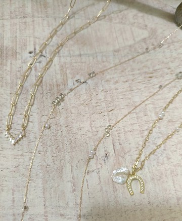 金色珍珠 粉橘珍珠長鏈