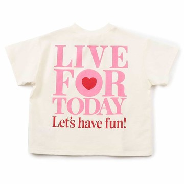 日本 BREEZE - 100%棉 運動風印花短袖上衣-LIVE FOR TODAY-象牙白