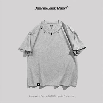 真維斯蓋爾大碼品牌男女裝春夏2023短袖純棉寬松t恤上衣灰色圓領