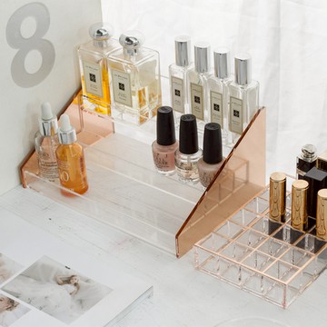 目喜生活｜玫瑰金壓克力桌上香水唇膏收納組