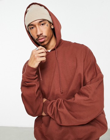 ASOS DESIGN super oversized hoodie in cinnamon orange-Brown