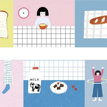 吃吃喝喝 クレヨンタッチ 童畫 ベース素材 和紙膠帶 10 米卷