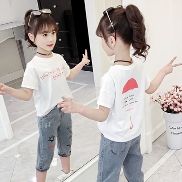 女童短袖t恤新款夏裝洋氣韓版兒童半袖小女孩上衣白色童裝潮