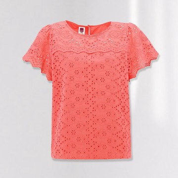 ILEY伊蕾 氣質高雅孔洞刺繡純棉上衣(桔色；M-XL)1232021006