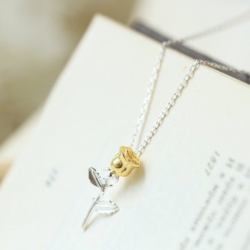 純銀玫瑰花項鍊  個性項鍊 女友禮物 情人節禮物 女生生日禮物