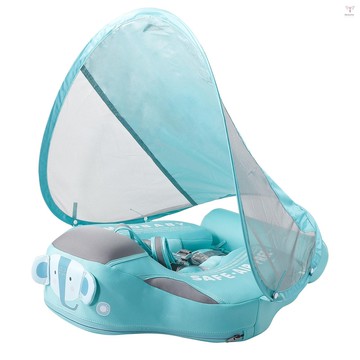 Mambobaby 嬰兒游泳浮標非充氣嬰兒游泳浮標環防水兒童游泳訓練器適用於 3-24 個月男嬰女孩嬰兒泳池浮標帶遮陽篷