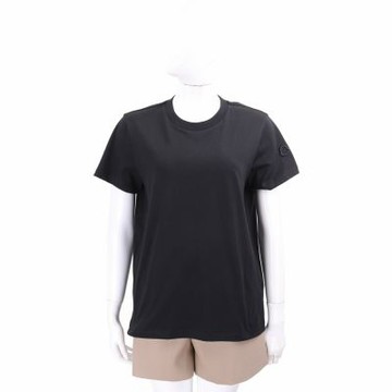 MONCLER 側袖刺繡標誌純色圓領黑色短袖TEE T恤(女款)