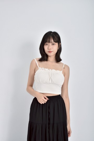 加購優惠(S) 抓皺胸墊小背心白色上衣