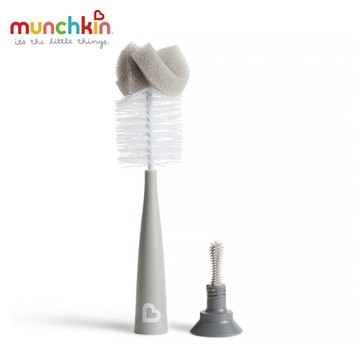 munchkin滿趣健-二合一奶瓶奶嘴刷-質感灰