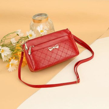2025新款紅色包包小眾小方包手機包上班包通勤單肩斜挎多層女包