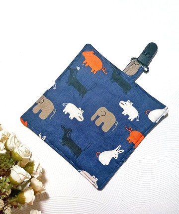 純棉夾四層紗/兒童手帕/手帕夾/擦手巾/小方巾-夜間動物園(絕版)