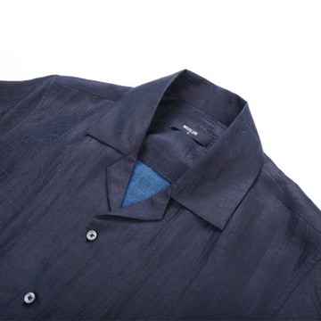 MUSLUN重磅香云紗 龜裂紋 古巴領休閑短襯衣桑蠶絲100真絲