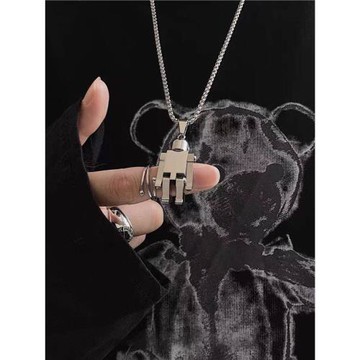 2024年長款潮牌機器人ins嘻哈毛衣項鏈男設計感小眾吊墜女配飾