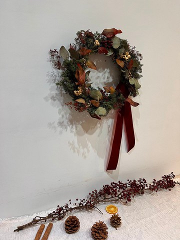 果實紅葉花圈 / 聖誕花圈 /  交換禮物