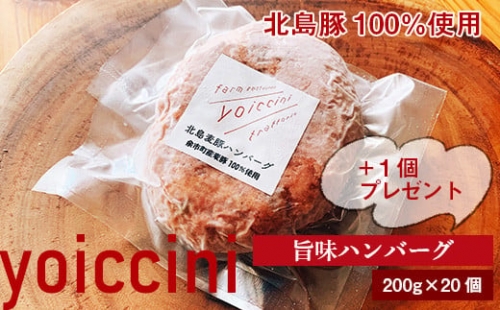 北島豚100％使用！ヨイッチーニ旨味ハンバーグ200g×20個＋1個〈ヨイッチーニ〉