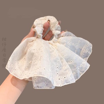 🔥2件9折🍊臺北出貨🍊可開發票韓系超仙蕾絲白色高級感大腸髮圈氣質馬尾頭繩頭花2026年新款頭飾